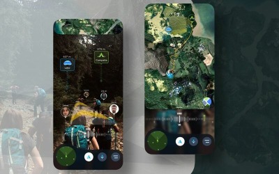 Шаблон эскиза набора пользовательского интерфейса AR Travel Hiking