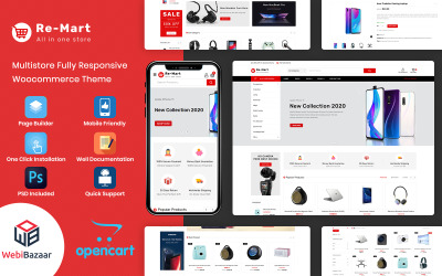 Tema WooCommerce Responsive #92355 "Remart - MultiPurpose Electronic Store"