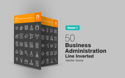 50 Business Administration lijn omgekeerde Icon Set