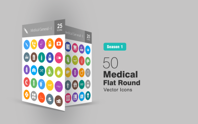 50 ensemble d&amp;#39;icônes rondes médicales