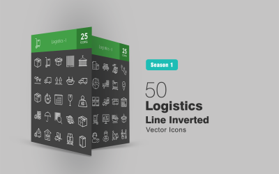 50 Invertierter Icon-Satz für Logistiklinien