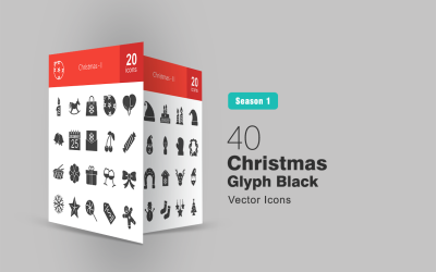 40 Christmas Glyph Icon Set
