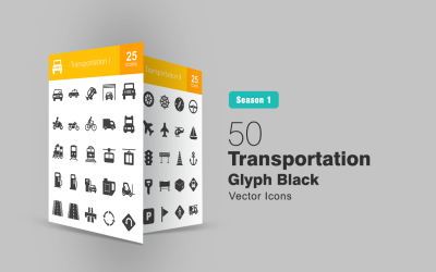 50 zestaw ikon glifów transportu