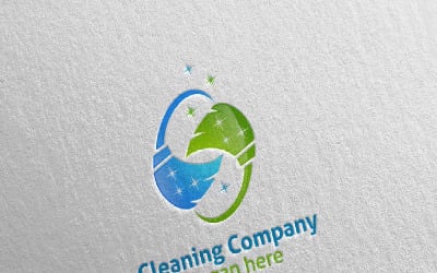Çevre Dostu 4 Logo Şablonu ile Temizlik Hizmeti
