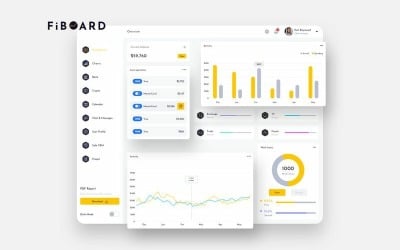 FiBOARD Finance Dashboard Ui Leichte Skizzenvorlage
