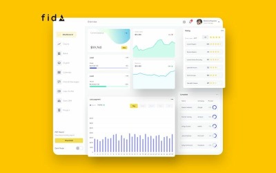 fidA Фінанси Інформаційна Панель Ui Світлий Ескіз Шаблон
