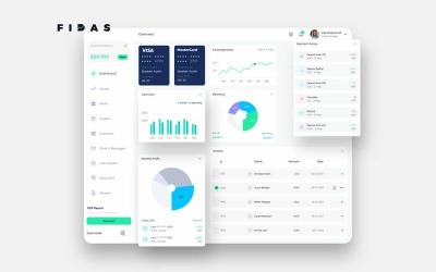 FIDAS Finance Dashboard Ui könnyű vázlat sablon