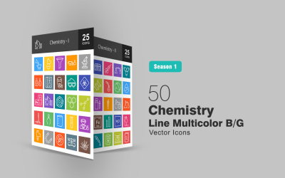 50 Chemistry Line Multicolor B/G Icon Set
