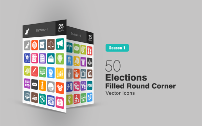 50 elecciones llenas de conjunto de iconos de esquina redonda