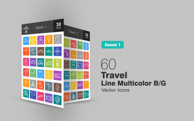 60 set di icone multicolore B / G da viaggio