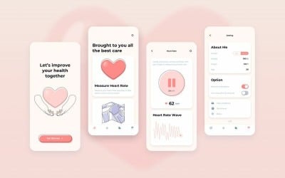 Benutzeroberfläche zur Herzfrequenzmessung für Gesundheitsanwendungen Skizzenvorlage