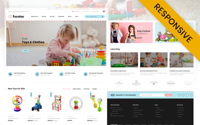 Modelo responsivo OpenCart para loja de roupas e brinquedos infantis