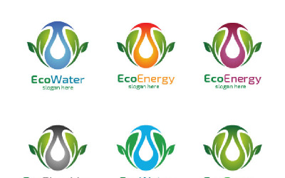 Naturalne zielone drzewo z liśćmi ekologii Design 7 Szablon Logo