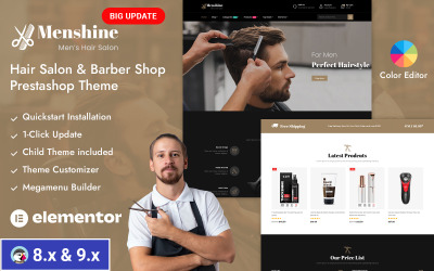 Menshine - Tema PrestaShop responsivo per negozio di parrucchiere