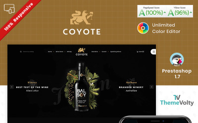 Тема PrestaShop для винного алкогольного магазина Covote