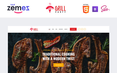 GrillParty - Шаблон веб-сайту ресторану-барбекю
