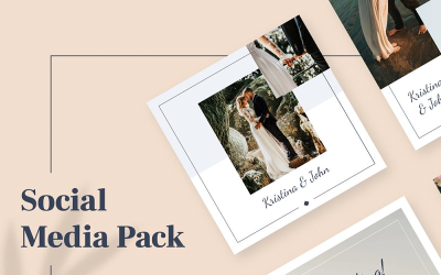 Plantilla de redes sociales para paquete de Instagram de boda