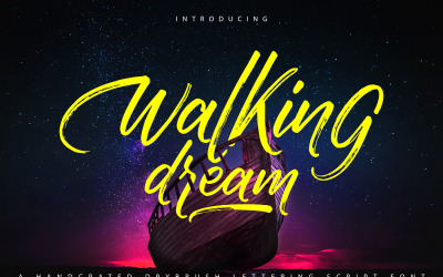 Walking Dream | En handgjord torrborste bokstäver kursiv teckensnitt