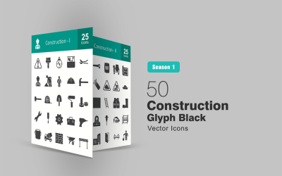 Conjunto de iconos de glifos de construcción 50