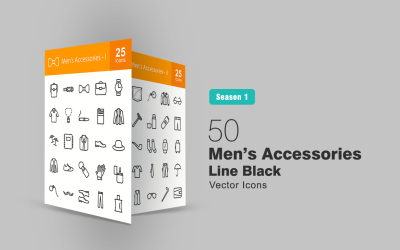 50 Men&#039;s Accessories Line Icon Set