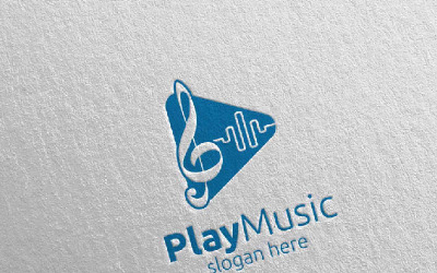 Abstract Music  with Note and Play Concept 13 Logo Template