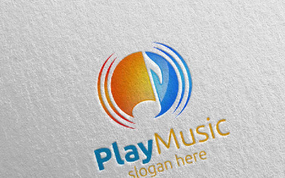 Musique abstraite avec modèle de logo Note and Play Concept 25