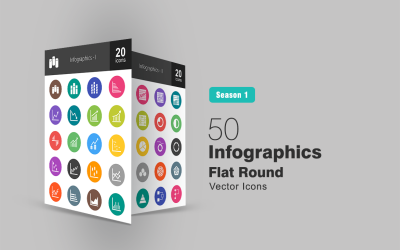 40 Infographics Düz Yuvarlak Icon Set