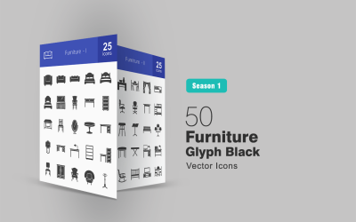 50 meubels Glyph Icon Set