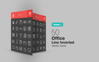 50 офисных линий перевернутый значок набор