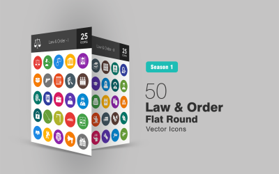 Set di icone rotonde piatte 50 Law &amp;amp; Order