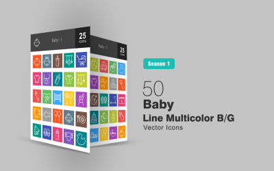 50 Baby Line Multicolor B / G Icon Set