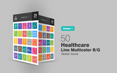Conjunto de ícones multicolor B / G 50 Healthcare Line