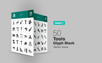 50 gereedschappen Glyph Icon Set