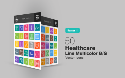 50 Healthcare Line Multicolor B/G Icon Set