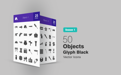 50 objecten Glyph Icon Set