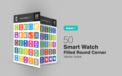 50 reloj inteligente lleno de iconos de esquina redonda