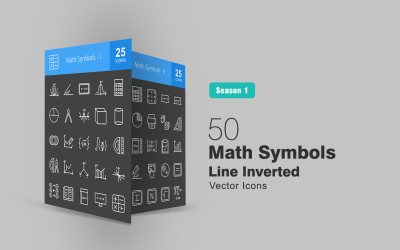 Set di icone invertite di 50 simboli matematici