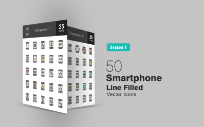 50 Smartphone töltött vonal ikonkészlet