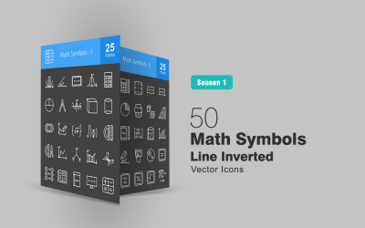 Zestaw ikon odwróconej linii 50 symboli matematycznych