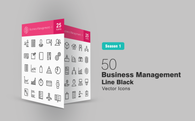 50 Business Management Line Ikonuppsättning