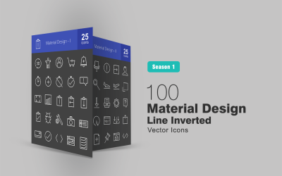 Conjunto de iconos invertidos de línea de diseño de materiales 100
