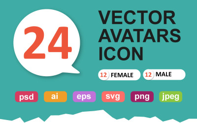 Icon-Sammlungen Vorlage namens "Vector avatars cartoon collection flat" #93929