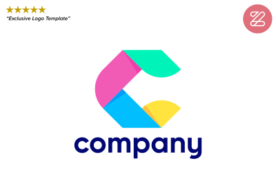 Lekfull och färgstark bokstav C-logotypmall