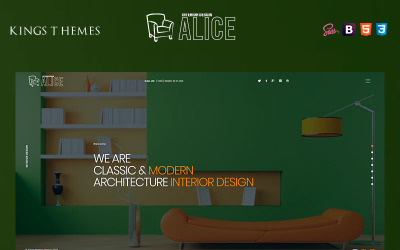 Reszponzív Alice - Interior Design Landing Page Template Nyítóoldal sablon 93940