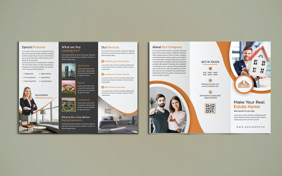 Brochure a tre ante immobiliare - modello di identità aziendale