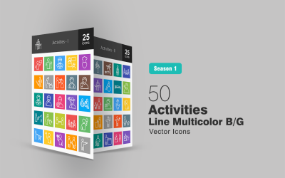 50 activiteitenlijn Multicolor B / G Icon Set