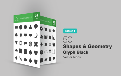 Conjunto de ícones de glifo de 50 formas e geometria