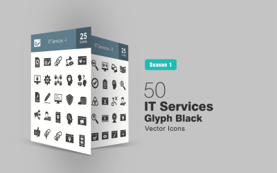 Conjunto de ícones de glifo de 50 serviços de TI