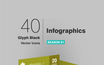 Conjunto de iconos de glifos de 40 infografías