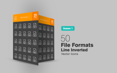 50 formatów plików Line Inverted Icon Set